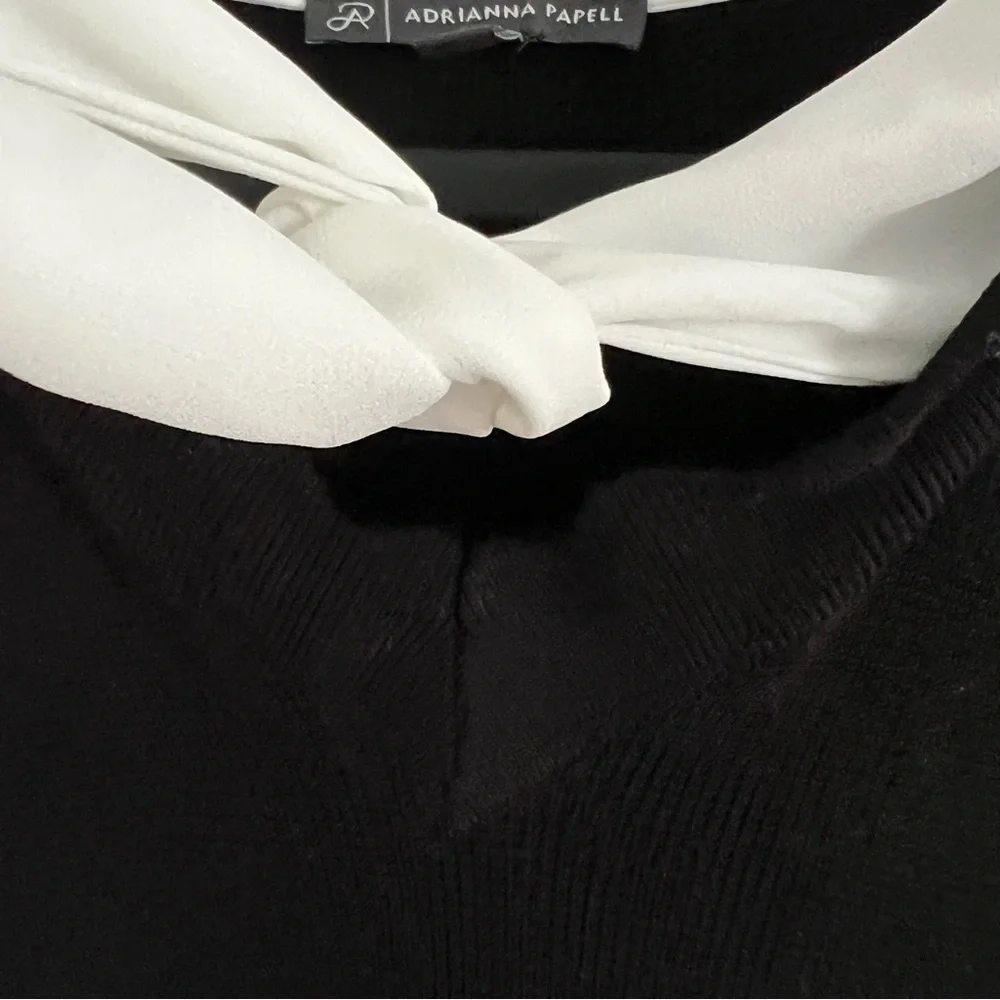 Adrianna Papell Black and White Tie-Neck Top - Picture 4 of 5